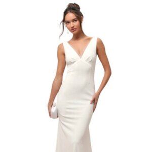 Lulus White Mermaid Sleeveless Simple Wedding Dress NWT Size Small